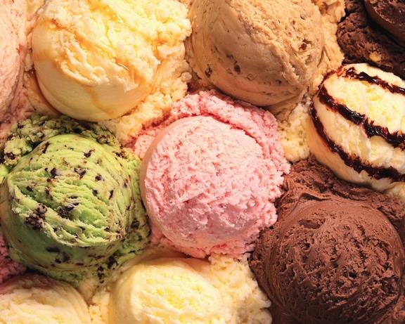 bulk ice cream image of various scoops of ice cream flavors