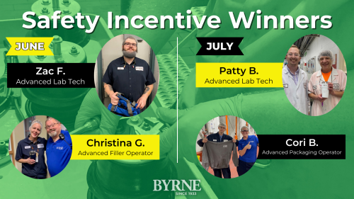 Byrne Dairy employees who won prizes in recent safety incentive drawings