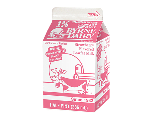 Strawberry Milk in a Half Pint Image from Byrne Dairy - Strawberry Milk